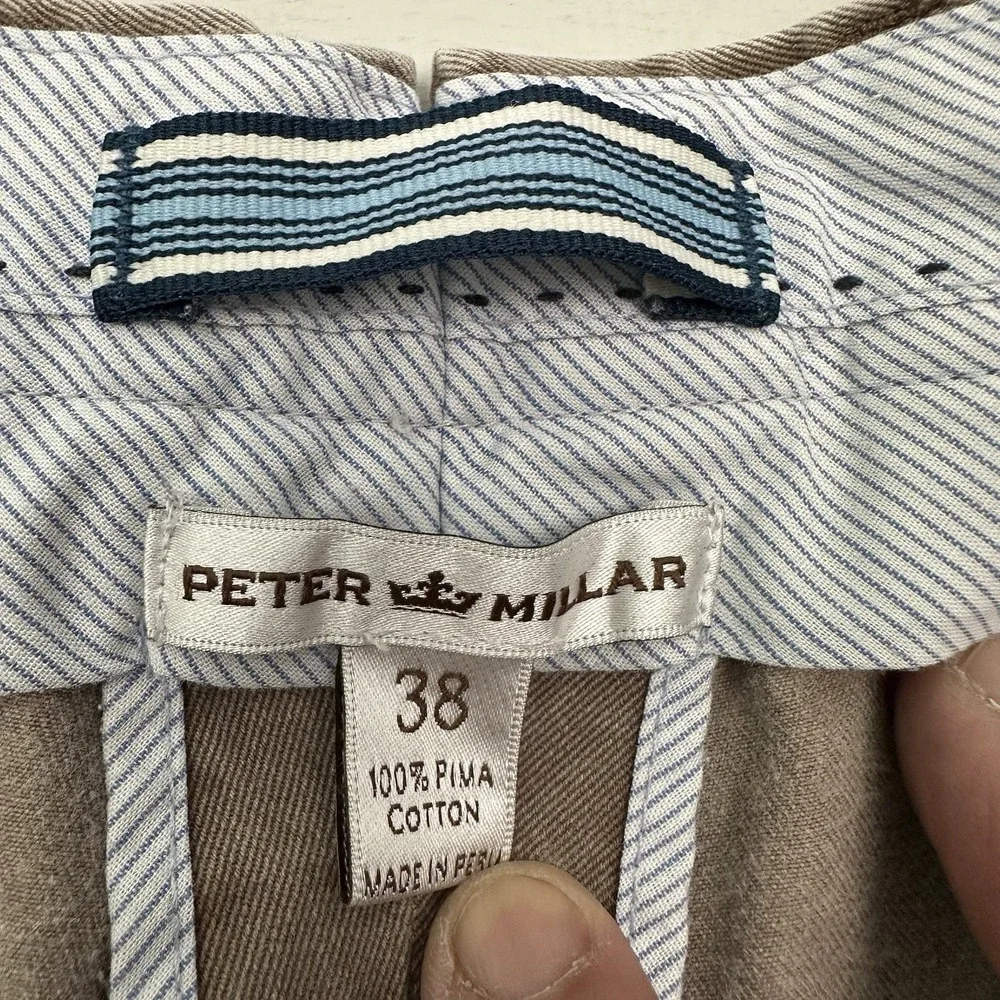 Peter Millar Chino Pants Men 38x36 Brown Pima Cotton Peru Golf Preppy MF14B84